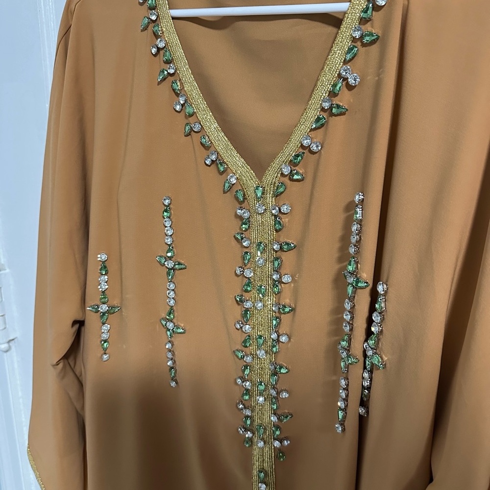 Embellished Tan Kaftan